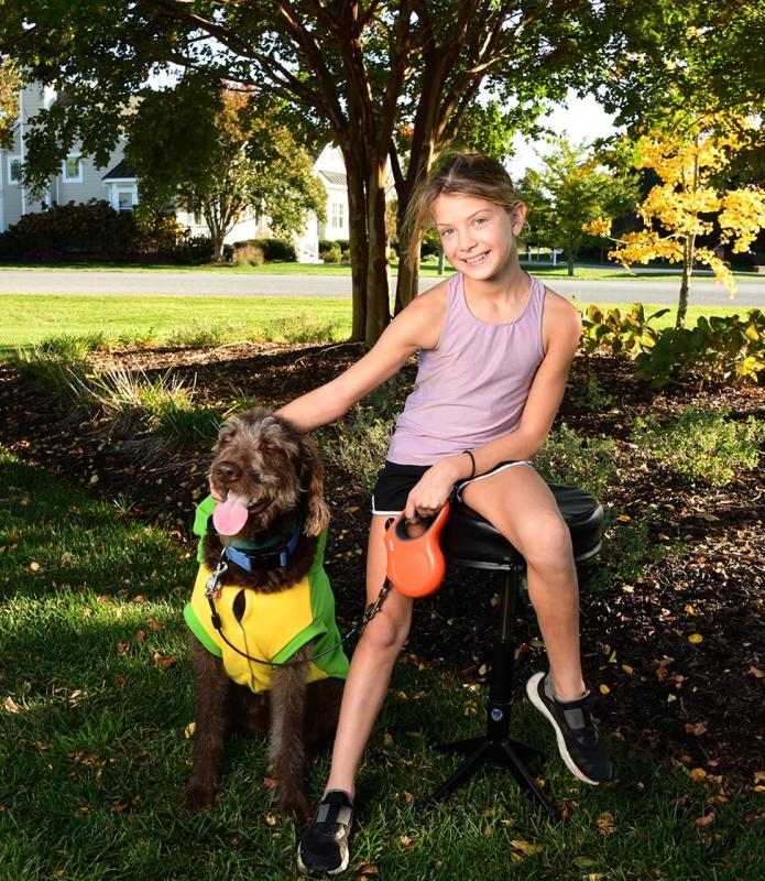 Hawkseye’s best overall costume bragging rights went to Lewey, shown with family member Katie Resnick.